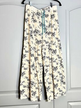 Free People Movement Cozy Cream Wide Leg Lounge Pants with Black Spot Print